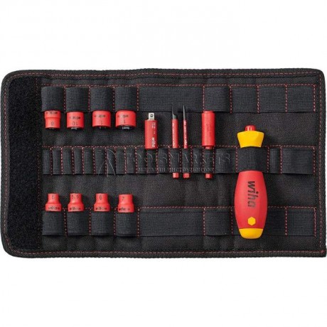 Отвертки и торцевые головки 1/4", набор slimVario electric смешанная комплектация, 13 предметов в складной сумке серия 7209N WIHA WH-43467