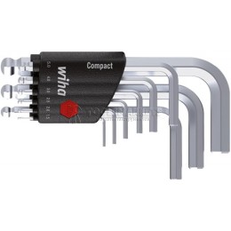 Набор штифтовых ключей со сферической головкой, 9 предметов, короткие, матовое хромирование серия 369K WIHA WH-40410