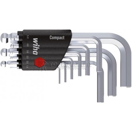 Набор штифтовых ключей со сферической головкой, 9 предметов, короткие, матовое хромирование серия 369K WIHA WH-40410