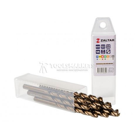 Комплект свёрл по металлу индустриальных, 10 шт, DIN 338, HSS-E Co5, Тип VA, 5xD, Ø6.50 мм ZALTAR ZA-74065-S10 Комплект свёрл по металлу индустриальных, 10 шт, DIN 338, HSS-E Co5, Тип VA, 5xD, Ø6.50 мм ZALTAR ZA-74065-S10