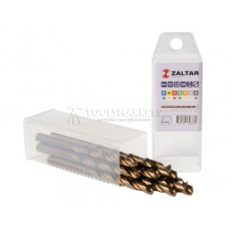 Комплект свёрл по металлу индустриальных, 10 шт, DIN 338, HSS-E Co5, Тип VA, 5xD, Ø7.50 мм ZALTAR ZA-74075-S10
