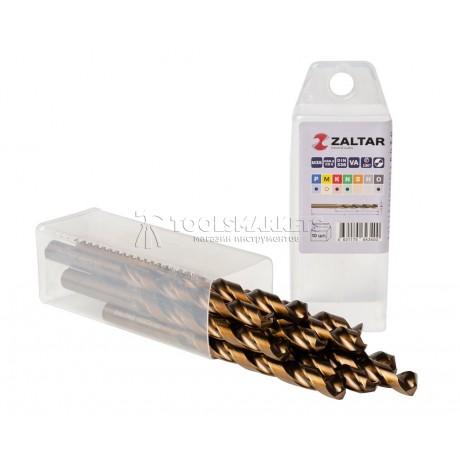 Комплект свёрл по металлу индустриальных, 10 шт, DIN 338, HSS-E Co5, Тип VA, 5xD, Ø9.00 мм ZALTAR ZA-74090-S10